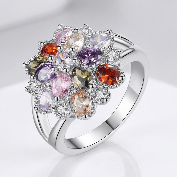 Silver Rainbow Gemstone Burst Ring by Rose & Oliver - product image 1