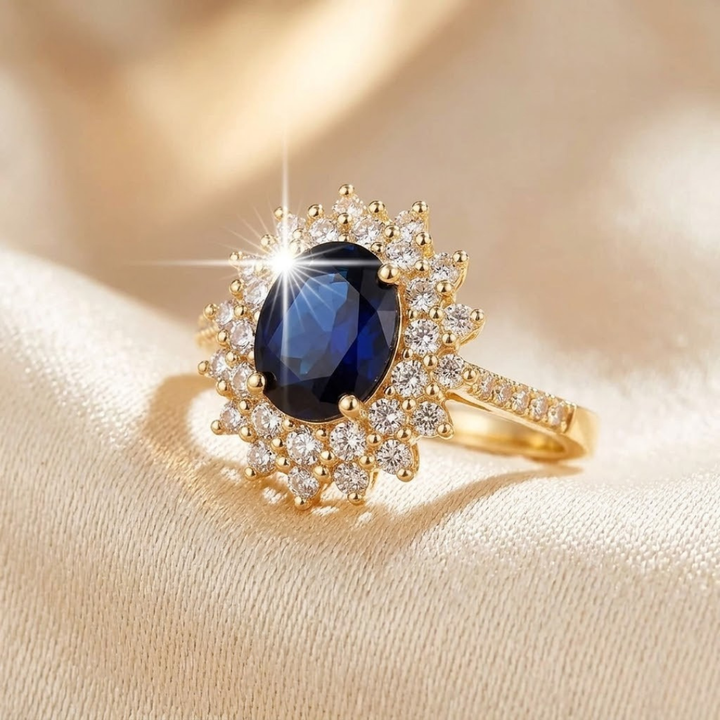 Gold Sapphire Halo Ring by Rose & Oliver - product image 1