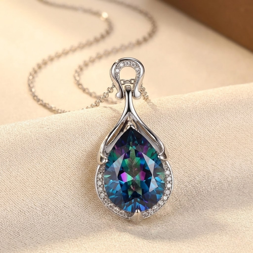 Silver Sapphire Teardrop Necklace by Rose & Oliver - product image 1