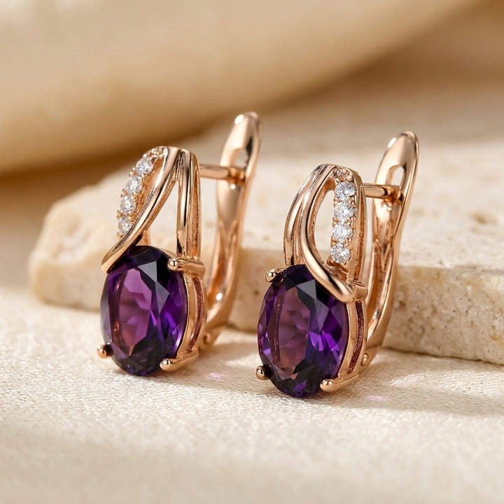 Gold Amethyst Hoop Earrings by Rose & Oliver - product image 1