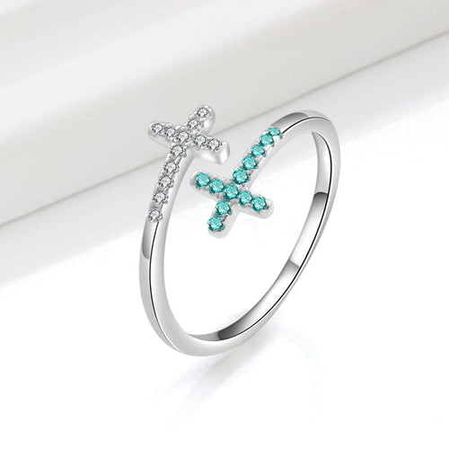 Double Cross Turquoise & Silver Ring - (Adjustable) by Rose & Oliver - product image 1