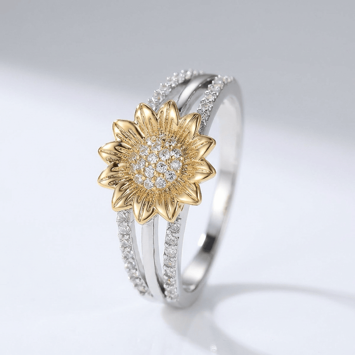 Silver Gold Sunflower Diamond Ring by Rose & Oliver - product image 1